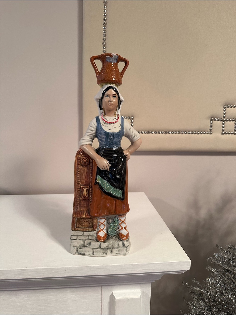 Hand-Painted Porcelain Female Bottle Made in Italy